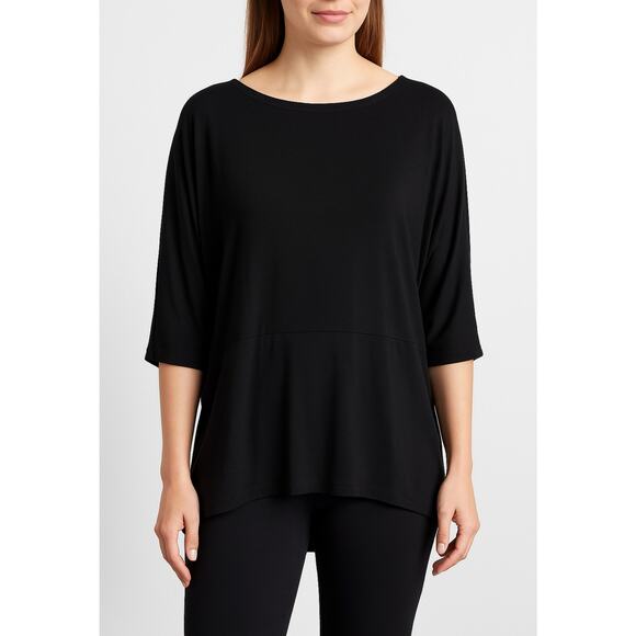 Eileen Fisher Black Oversized Dolman Top Women’s Large Boxy Tunic - Picture 1 of 5
